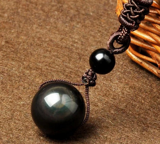 Obsidian celestial eye necklace unisex styling