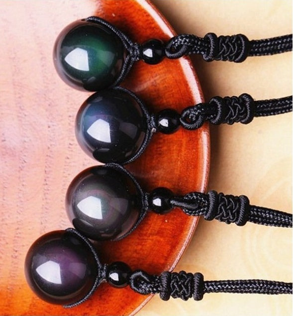 Obsidian bead necklace bead size comparison
